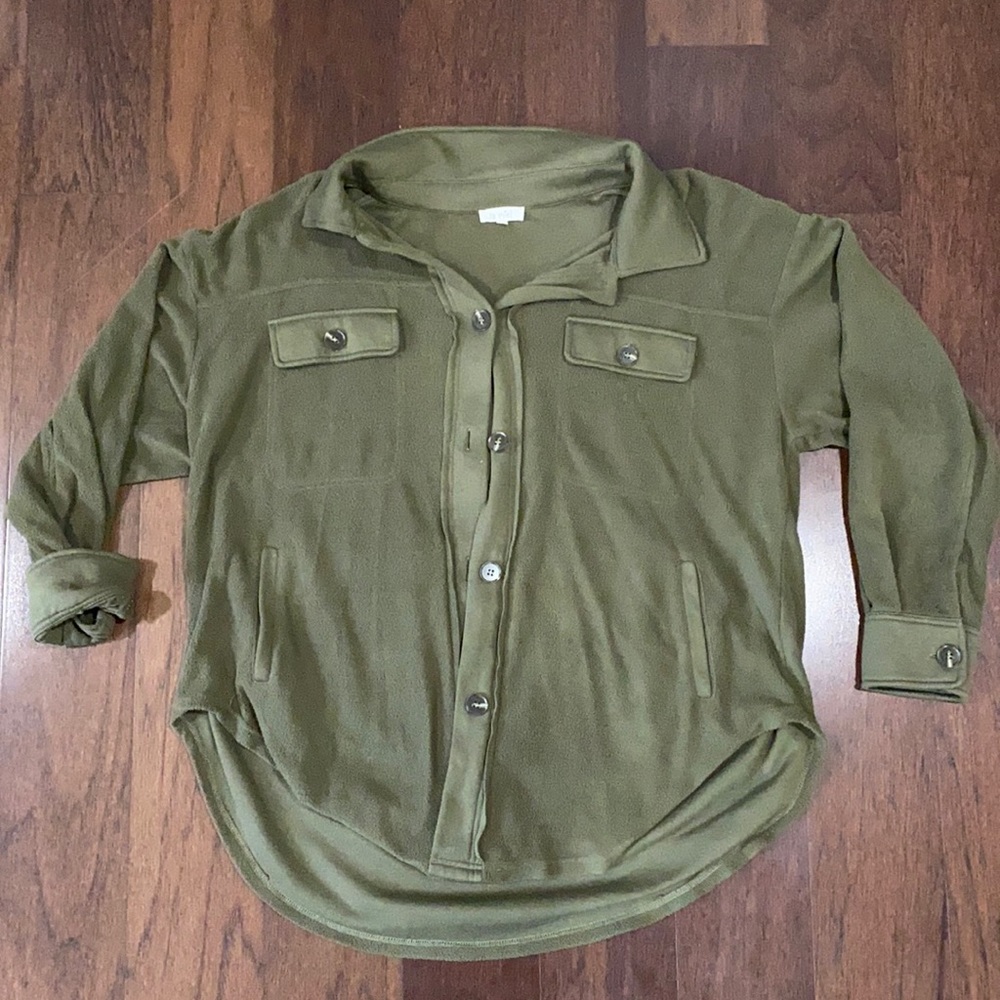 Lane 201 - la miel olive fleece shacket